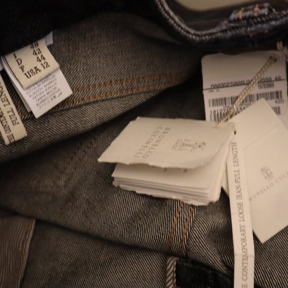 Brunello Cucinelli Monili Tab Jeans Black Denim Relaxed Size 12 New Tag $1,895 - Picture 16 of 16